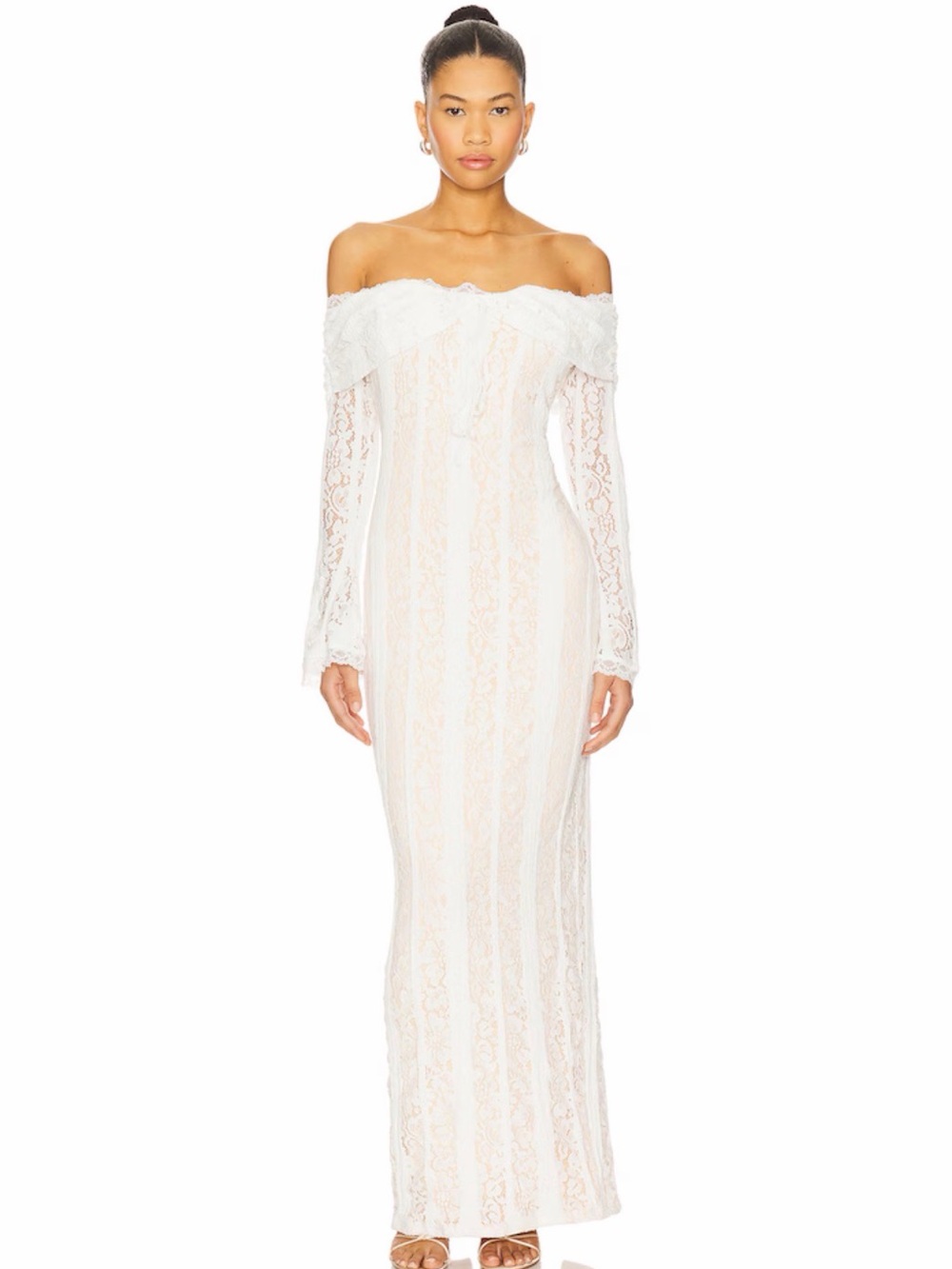 More To Come - Annabelle Off Shoulder Maxi in White, size XS